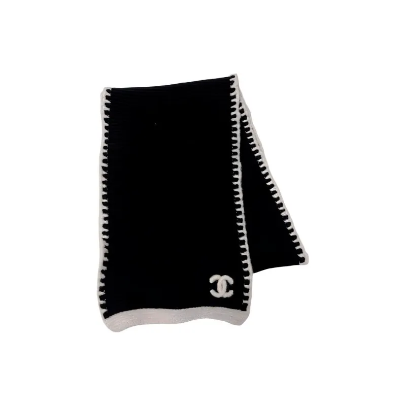 CHANEL Knit Scarves Women's Black-0