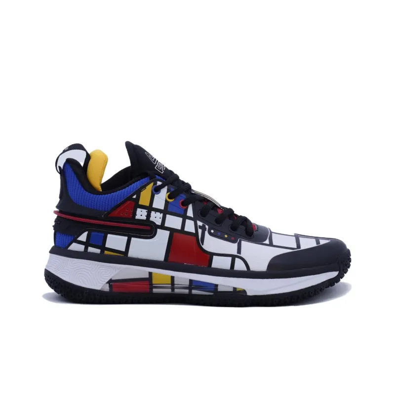 PEAK Durable Cushioning Low Top Basketball Shoes Men's White Black Red-1