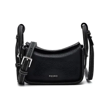 PEDRO Cow Leather Crossbody Bag, Shoulder Bag Mini Women's Black/White/Light Blue/Light Taupe