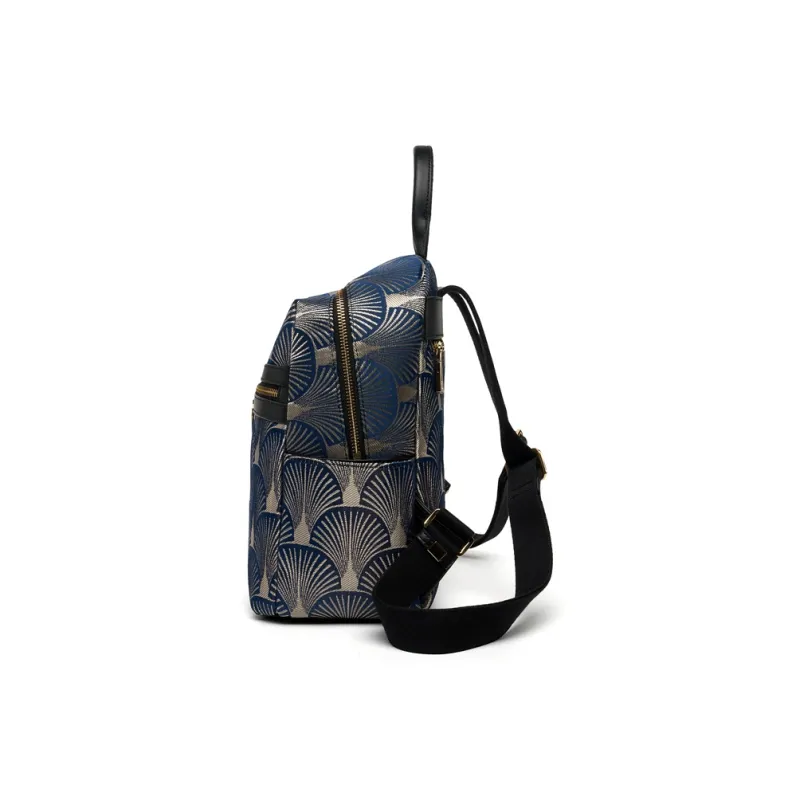 ZOOLER Cow Leather Backpack Medium Size Women's Elegant White/Dunhuang Green/Navy Black-14