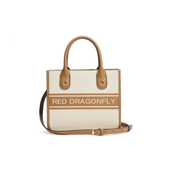 RED DRAGONFLY Split Cow Leather With Microfiber Synthetic Leather Handbag Unisex Brown