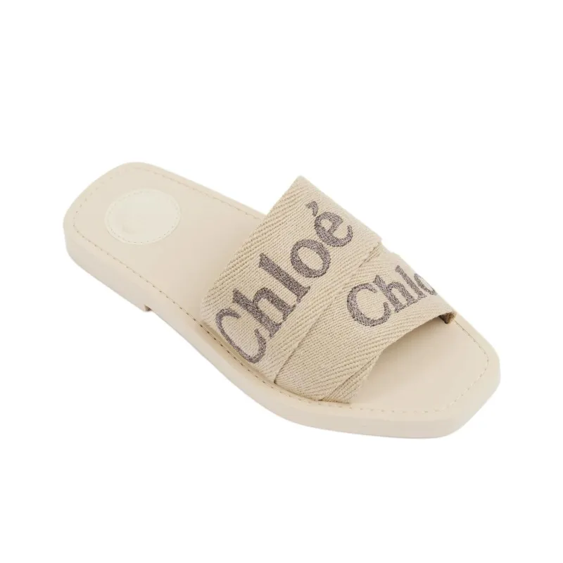 Chloe Woody Slide Slippers Women's Beige-2