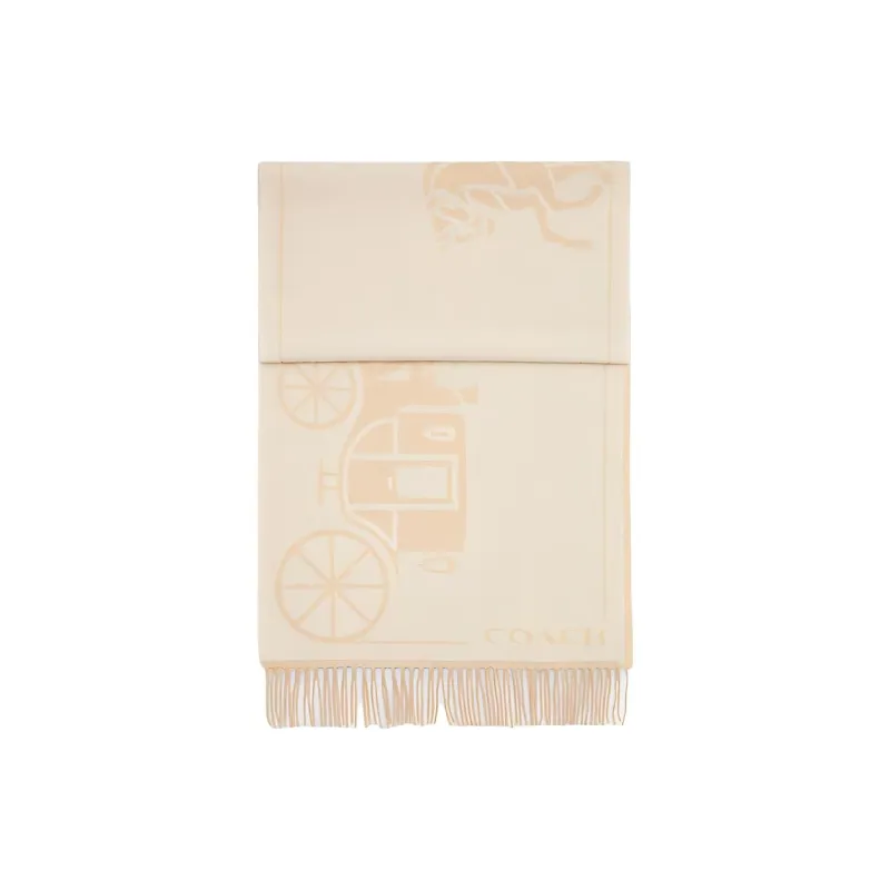 COACH Cashmere Knit Scarves Unisex Beige-0