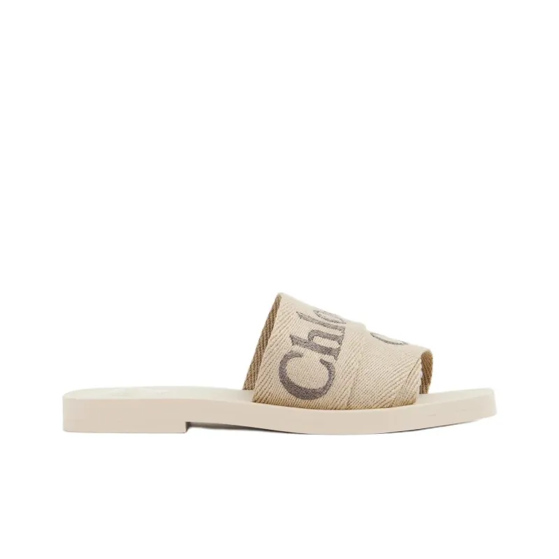 Chloe Woody Slide Slippers Women's Beige-1