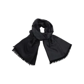 GUCCI Knit Scarves Unisex Dark Charcoal Gray