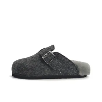LIANGHUO Quiet Abrasion Resistant Massage Wrap toe Slippers Women's Charcoal Gray