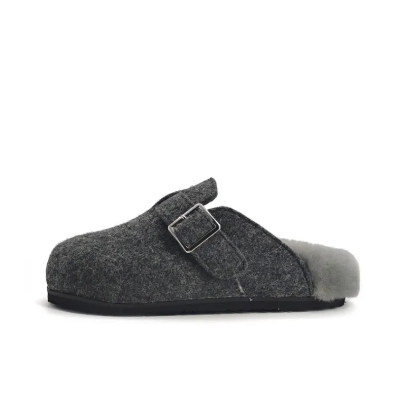 LIANGHUO Quiet Abrasion Resistant Massage Wrap toe Slippers Women's Charcoal Gray-0