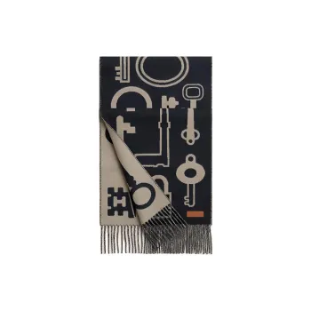 HERMES Cashmere Knit Scarves Unisex Dark Blue