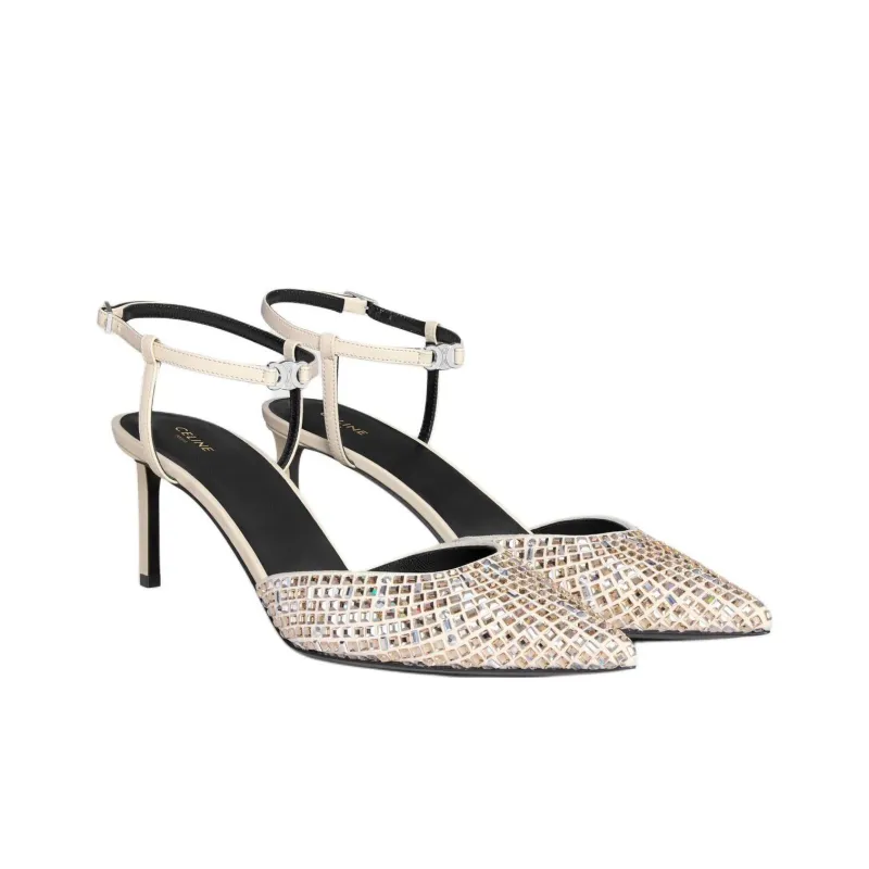 CELINE Kitten Slim Heel High Heels Women's Milk White-2