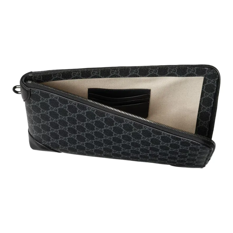 GUCCI GG Emblem Coated Material Clutch Small Size Men's Black-4