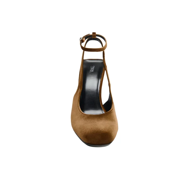 ZARA Slim Heel High Heels 11cm Women's Brown-4