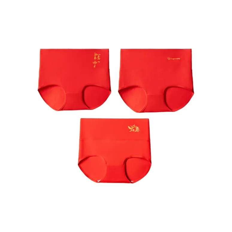 H YXIANG Underpants Women's 3 Pack Good Luck Red-0