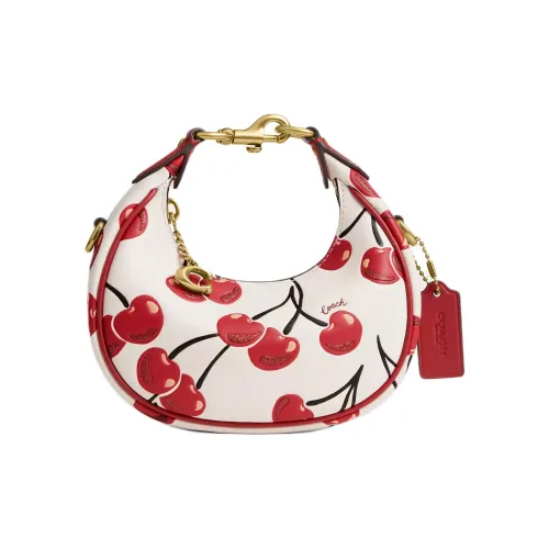 COACH JONIE Tanned Leather One Shoulder Handbags Mini Women's Chalk White With Red Accents