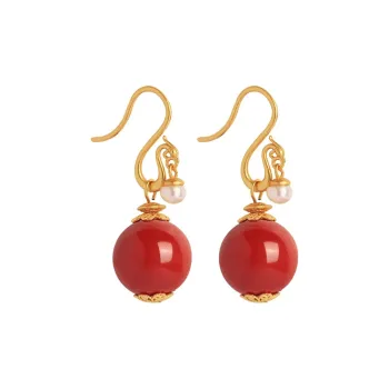 Heng Tai Jewelry Cinnabar Earrings Women's