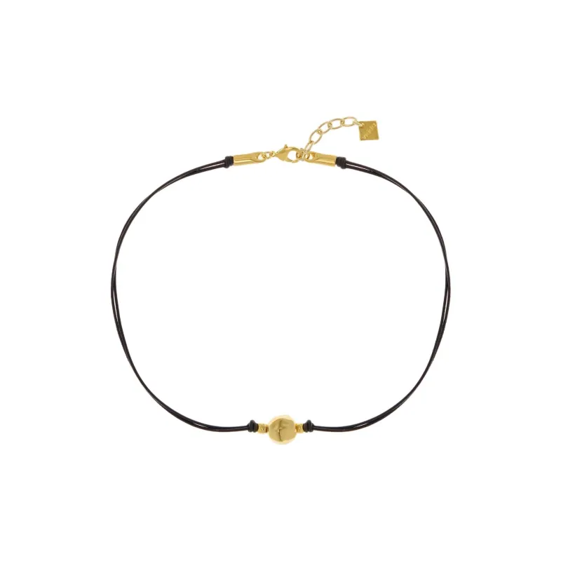 Vidda 24K Gold-Plated Sterling Silver Metal Alloy Natural Leather Necklaces Unisex Black-0