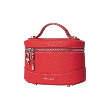 AMAZING SONG Cow Leather Jelly Bag Handbag Crossbody Single Room Small Size Women's Garnet Red