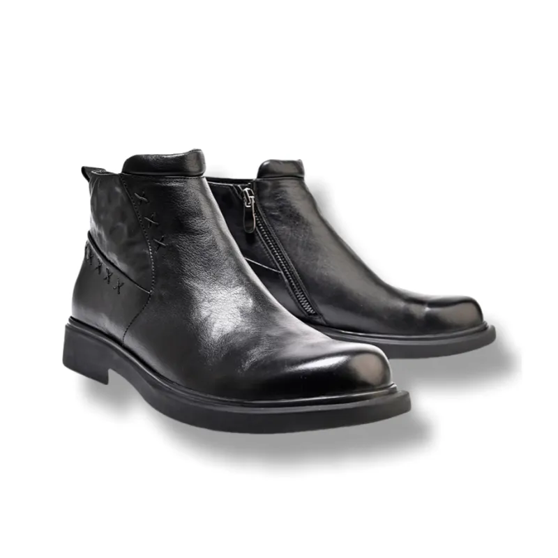 Brounvanm Ankle Boots Men Black/Coffee-4