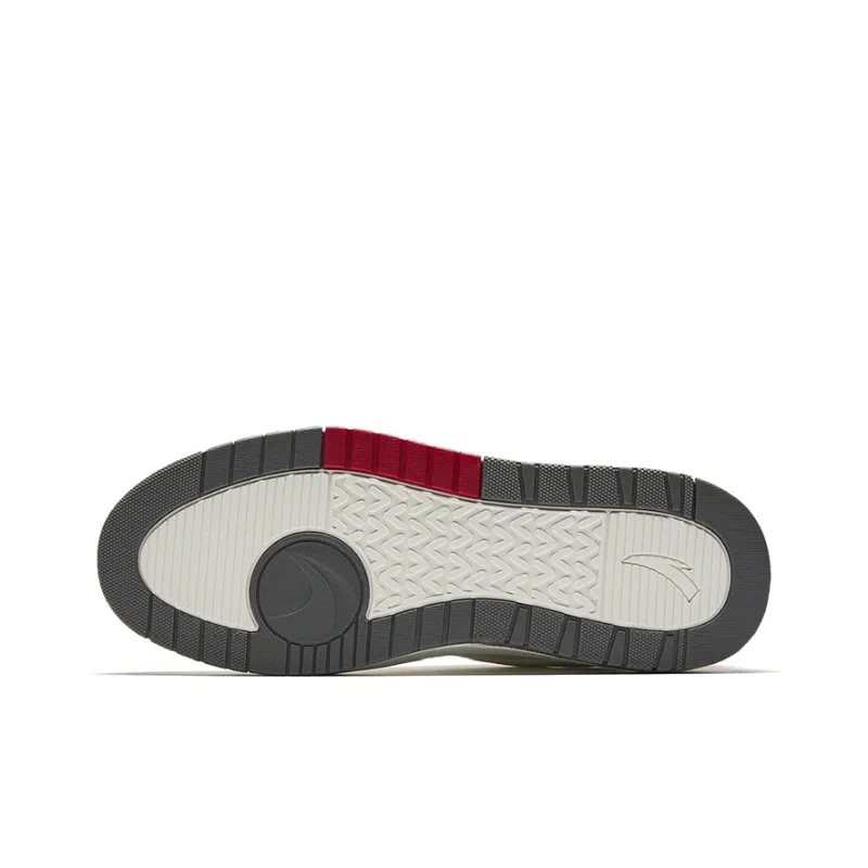 Anta Moon Shadow Cushioned Wear-Resistant Support Low-Top Skateboard Shoes Men's White Red-3