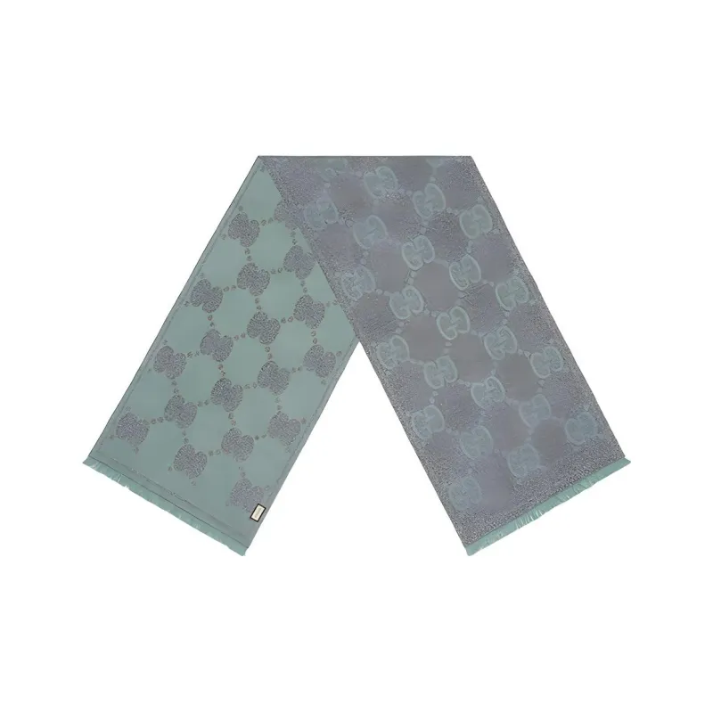 GUCCI Knit Scarves Unisex Gray Green-0