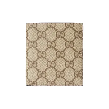 GUCCI Coated Fabric Wallet Men's Beige & Dark Brown