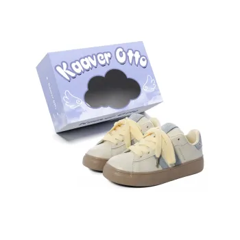 KAAVER OTTO Slip Resistant Balanced Lightweight Breathable Low Top Skateboard Shoes Women's Cream Cake Box