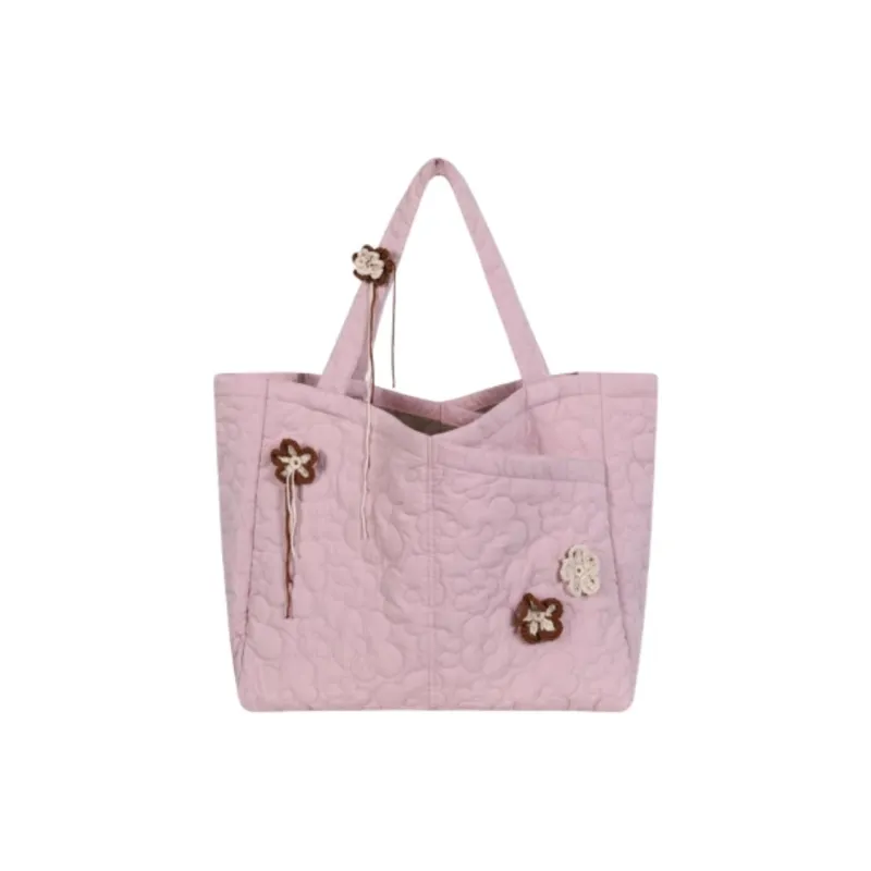 MostwantedLab Tencel Tote Bag Shopping Bag Shoulder Bags Women's Ecru/Yellow Cream/Pink/Dark Brown-6