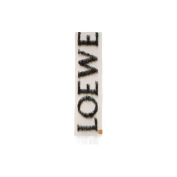 LOEWE Logo Intarsia Fringed Scarf