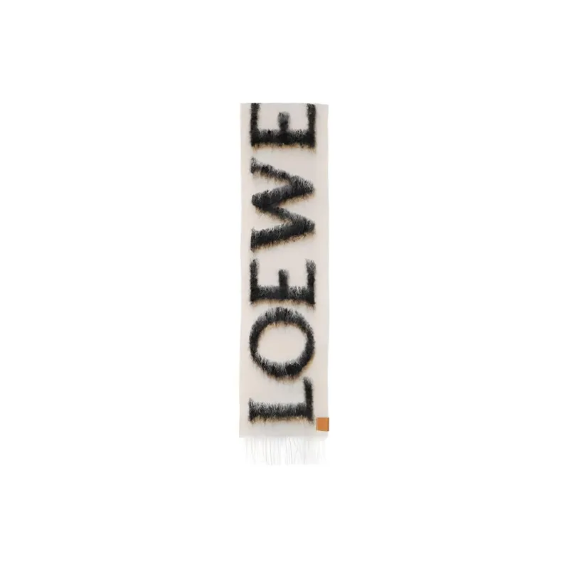 LOEWE Logo Intarsia Fringed Scarf-0