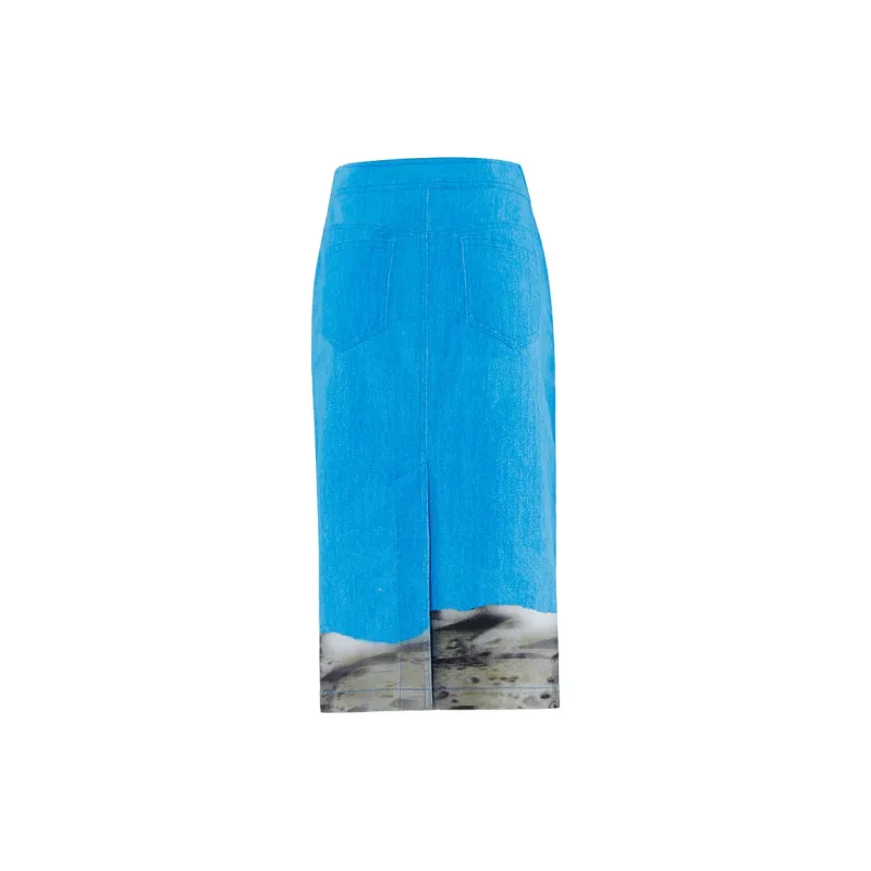 MASFER.SU Denim Long Skirts Women's Blue-1