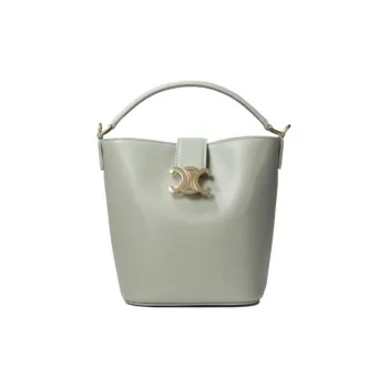 CELINE Cow Leather Bucket Bag, Shoulder Bag, Crossbody Bag, Handbag Small Size Women's Clay