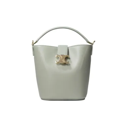 CELINE Cow Leather Bucket Bag, Shoulder Bag, Crossbody Bag, Handbag Small Size Women's Clay