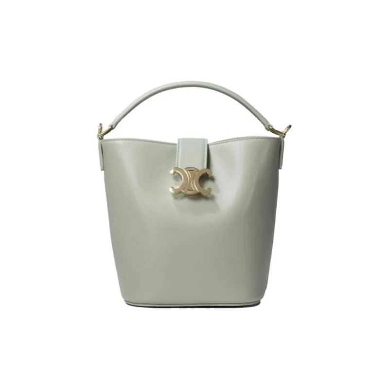 CELINE Cow Leather Bucket Bag, Shoulder Bag, Crossbody Bag, Handbag Trumpets Women's Clay-0