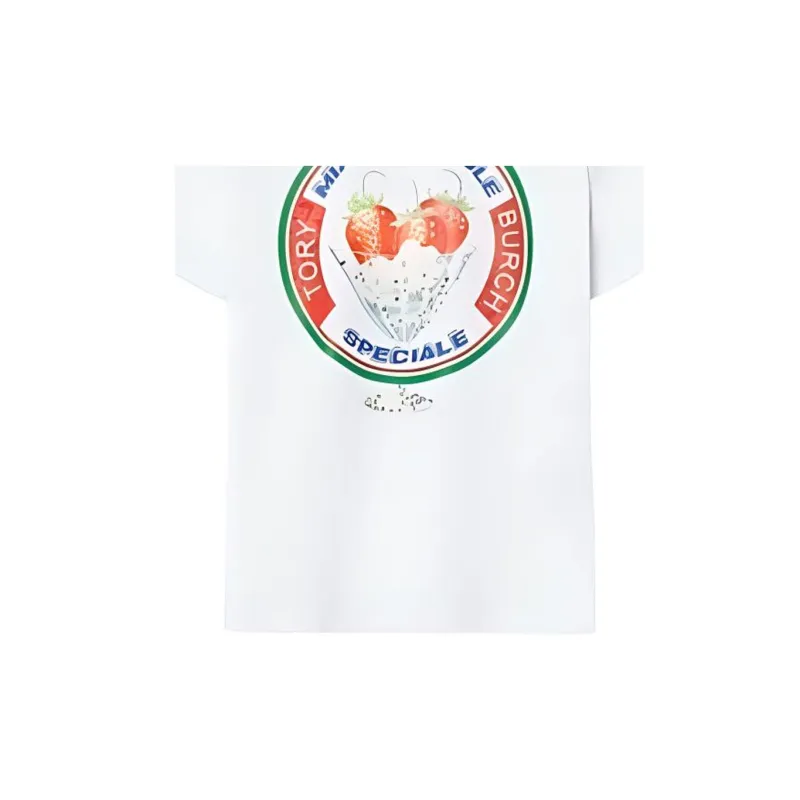 TORY BURCH Letter Print Crew Neck Short Sleeved T Shirt T Shirt Women's White-2