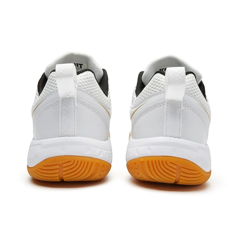 VOIT Abrasion Resistant Coverage Lightweight Low Top Badminton Shoes Unisex White Gold-3