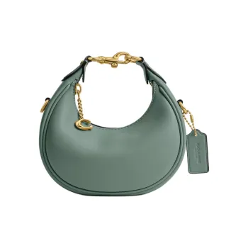 COACH JONIE Glove Tanning Crescent Bag, Shoulder Bag, Crossbody Bag, Handbag Mini Women's Brass With Sage Green