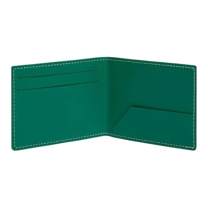 GOYARD Canvas With Calfskin Dog's Teeth Card Holder Wallet Unisex Green-1