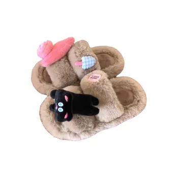 SHIGUDE Cotton Slippers Women's Brown