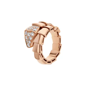 BVLGARI 18kt Rose Gold Serpenti Diamond Ring