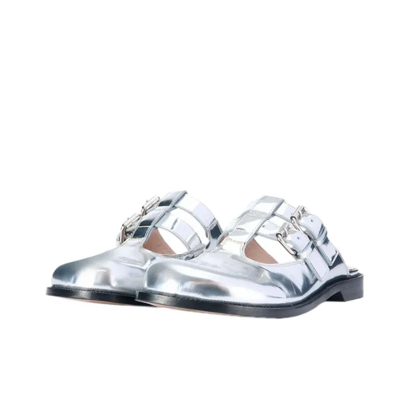 LOEWE Campo Closed Toe Slippers Women's Silver-2