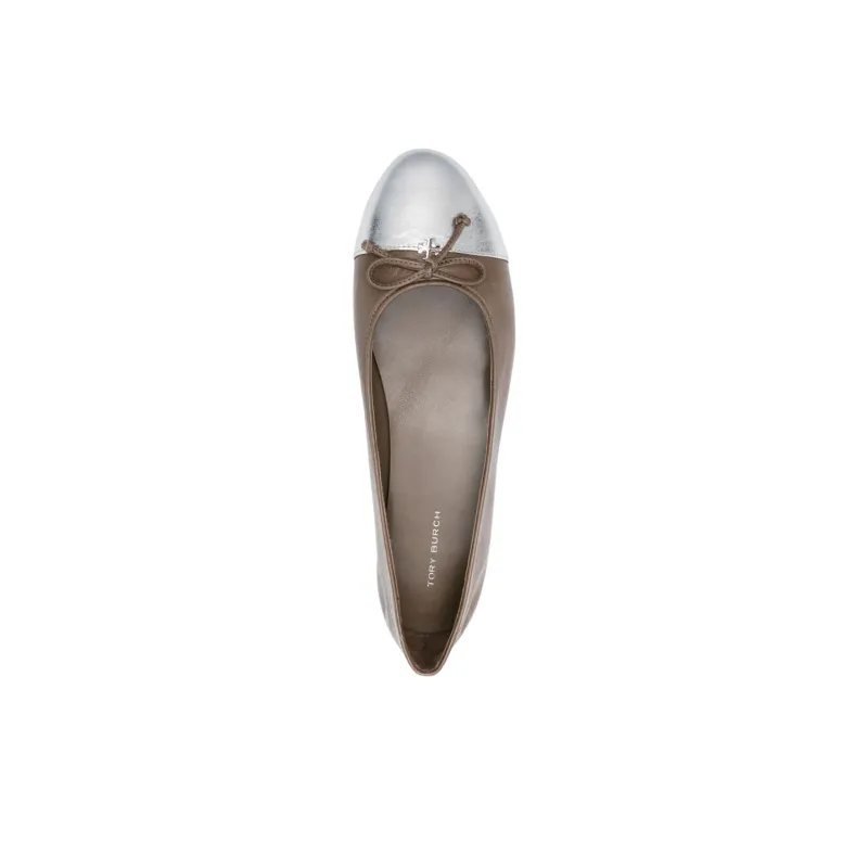 TORY BURCH Bow-detail Leather Ballerina Shoes-4
