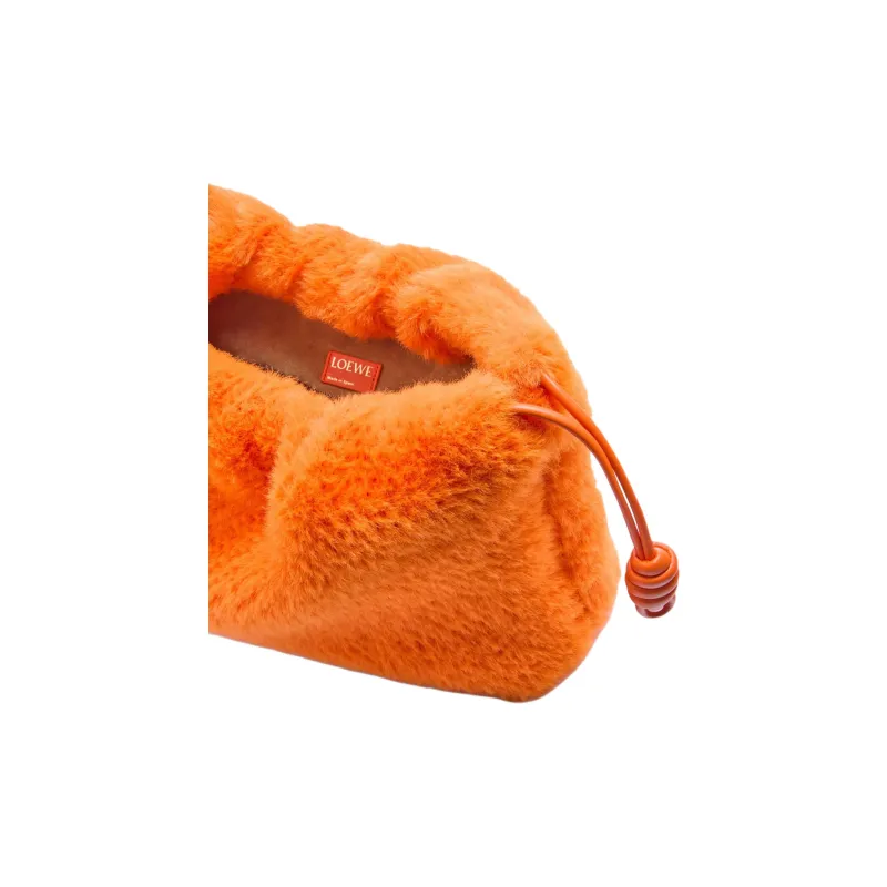 LOEWE Knitted Fabric One Shoulder Handbag Tubas Women's Orange-6