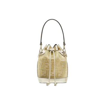 FENDI Mon Tresor Calfskin Bucket Bags One Shoulder Handbags Mini Women's Champagne