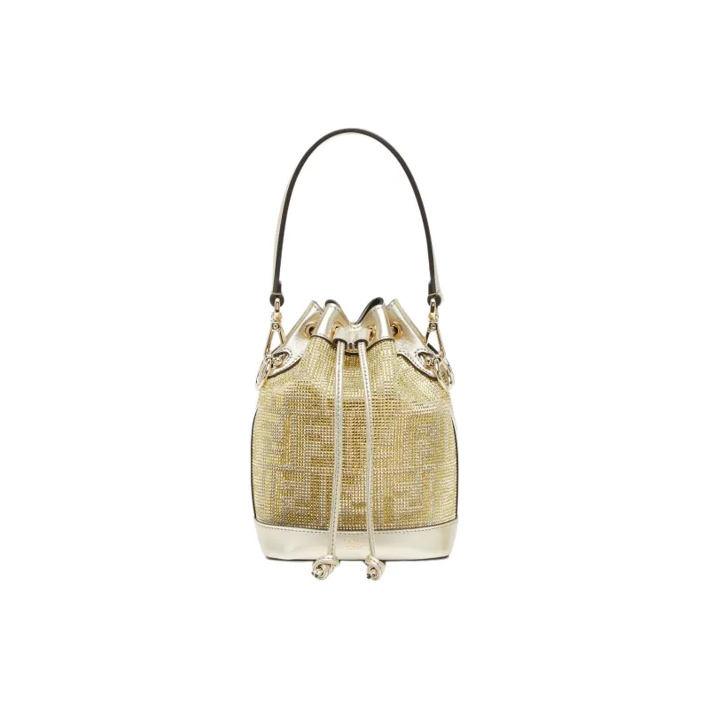 FENDI Mon Tresor Calfskin Bucket Bags One Shoulder Handbags Mini Women's Champagne-0