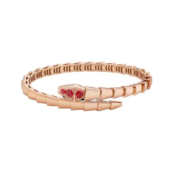 BVLGARI 18K Rose Gold Ruby Bangles Unisex