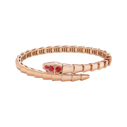 BVLGARI 18K Rose Gold Ruby Bangles Unisex