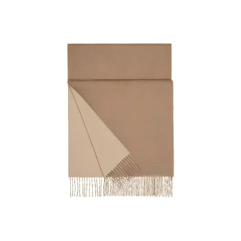 HERMES Cashmere Knit Scarves Unisex Camel