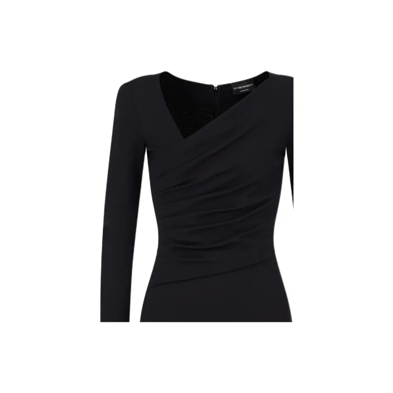 EMPORIO ARMANI Stretch Milano Stitch Fabric Dress With Asymmetric Cross over And Draping-2