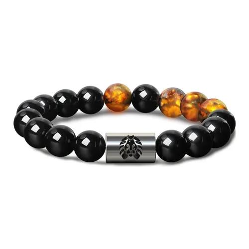 Rastaclat Obsidian Small Lion Chinese Style Beaded Bracelet Unisex