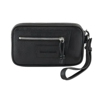 EMPORIO ARMANI Cow Leather Clutch Men's Black