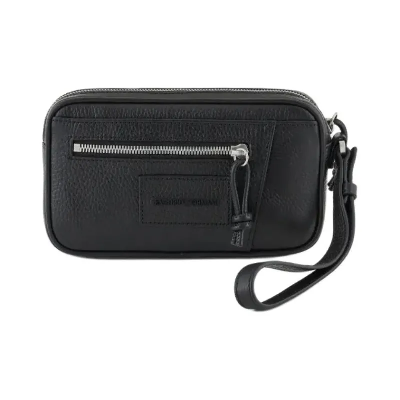 EMPORIO ARMANI Cow Leather Clutch Men's Black-0